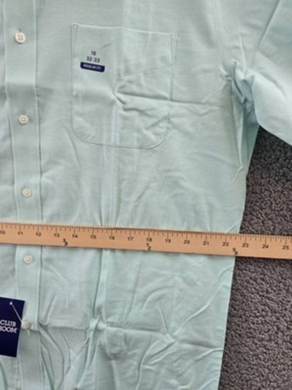 Club Room Button-Down Oxford Solid Dress Shirt Men's 16 32/33 Mint Long Sleeves - Picture 9 of 13